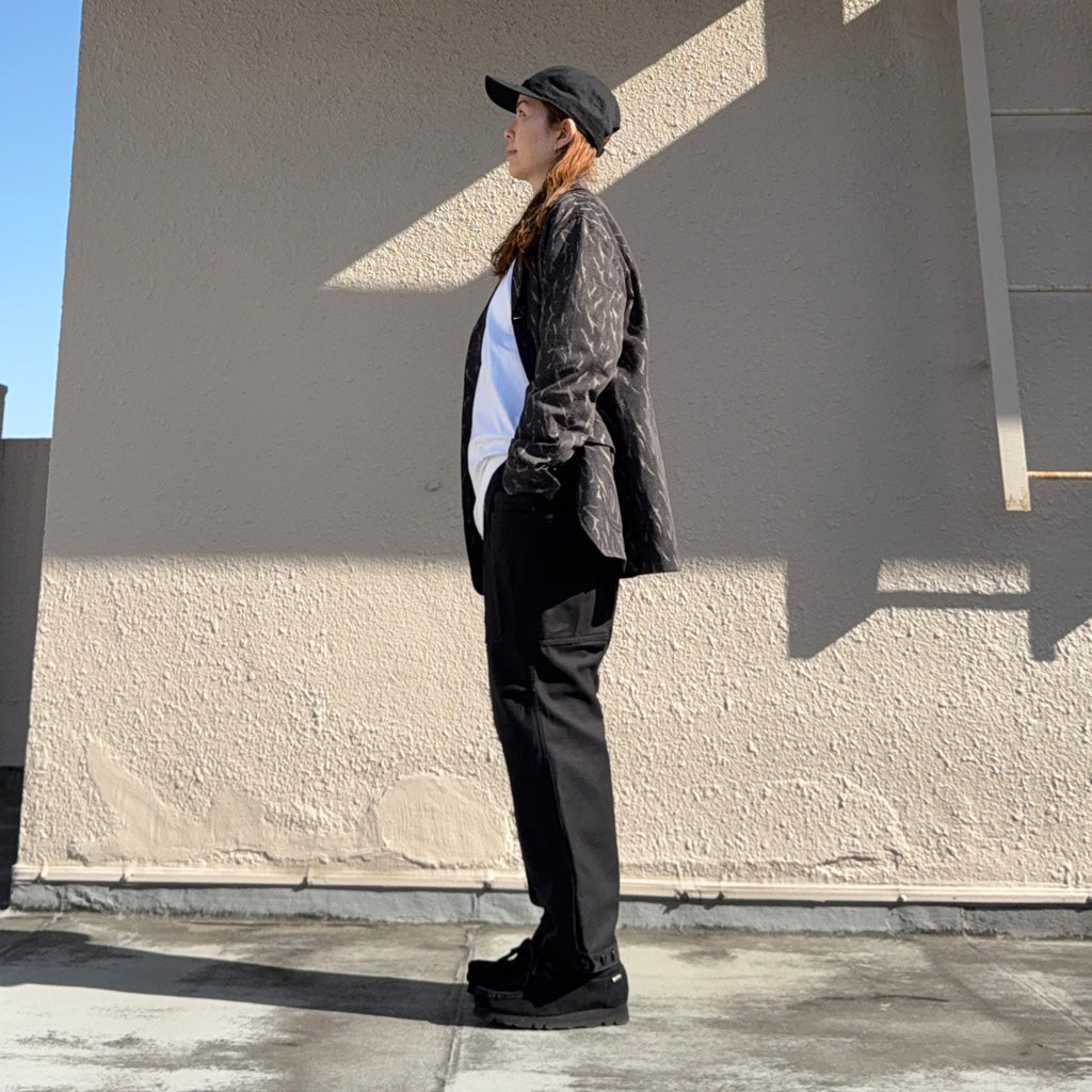 SASSAFRAS : OVERGROWN PANTS 4/5(BACK SATIN) (BLACK)