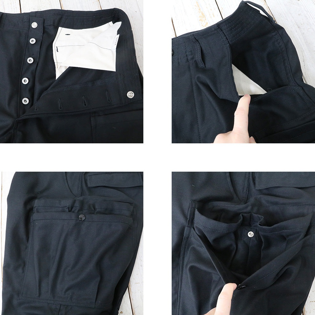 SASSAFRAS『OVERGROWN PANTS 4/5(BACK SATIN)』(BLACK)