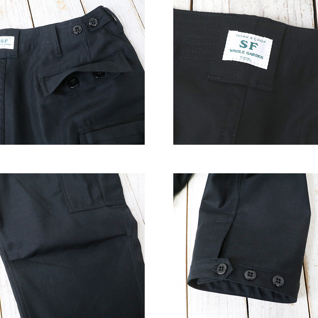 SASSAFRAS『OVERGROWN PANTS 4/5(BACK SATIN)』(BLACK)