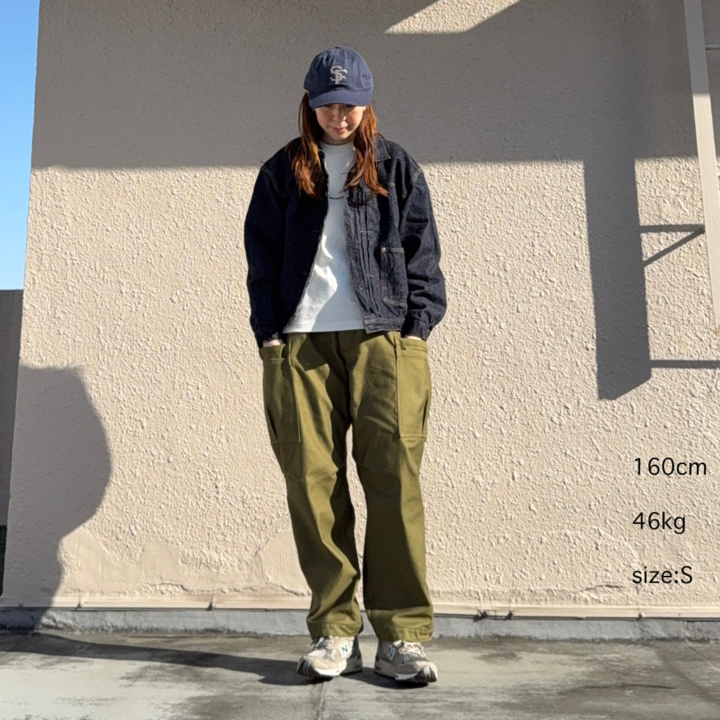 SASSAFRAS『OVERGROWN PANTS 4/5(BACK SATIN)』(OLIVE)