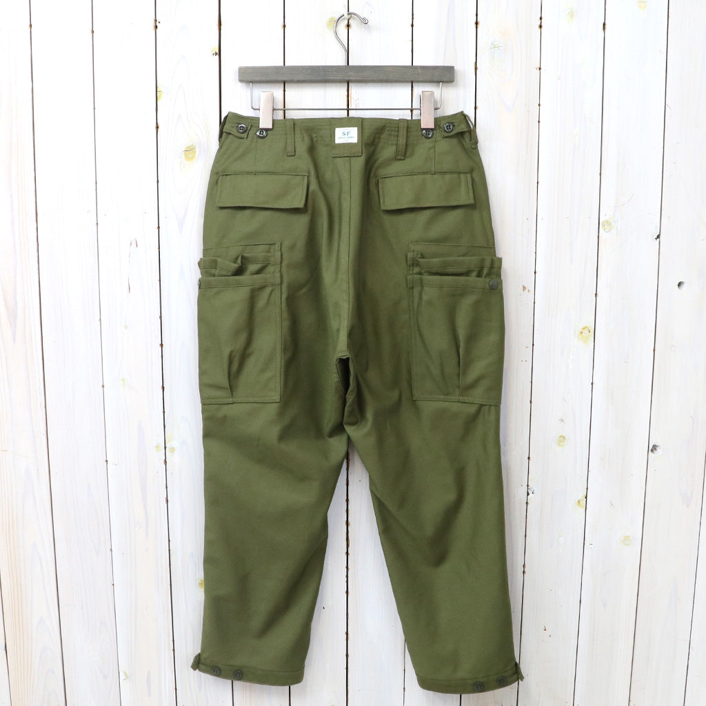 SASSAFRAS『OVERGROWN PANTS 4/5(BACK SATIN)』(OLIVE)