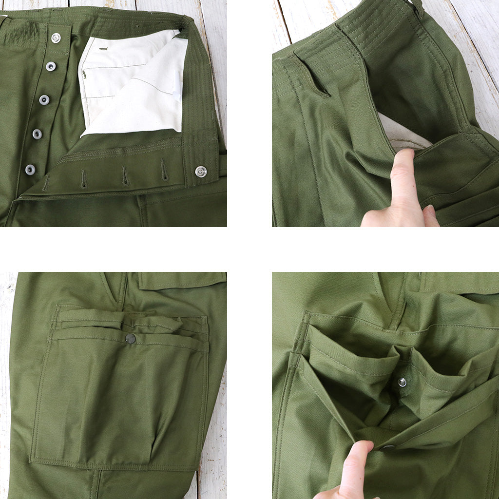 SASSAFRAS『OVERGROWN PANTS 4/5(BACK SATIN)』(OLIVE)