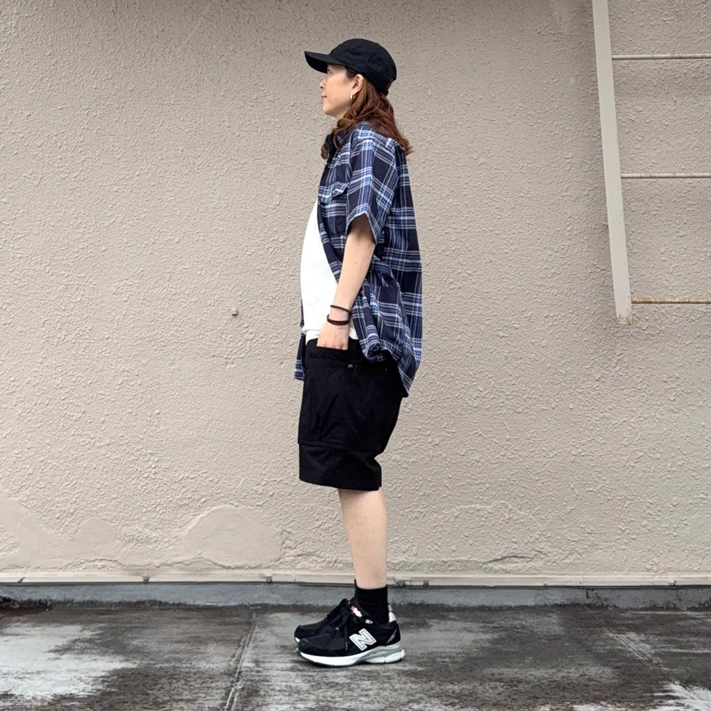 SASSAFRAS : OVERGROWN PANTS 1/2(ARMY RIPSTOP) (BLACK)
