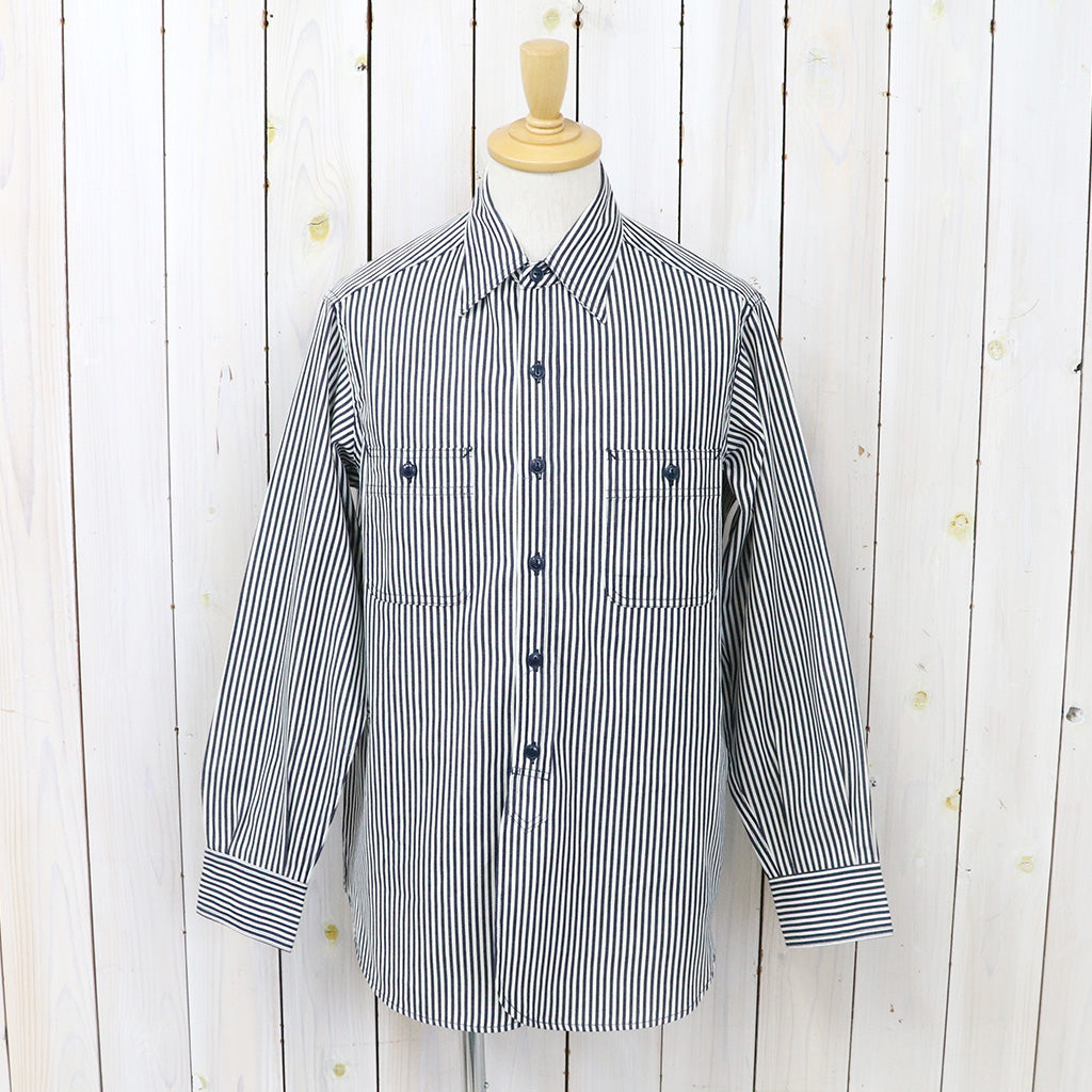 SASSAFRAS : GARDENING AT NIGHT SHIRT(6oz HICKORY) (WHITE/INDIGO)