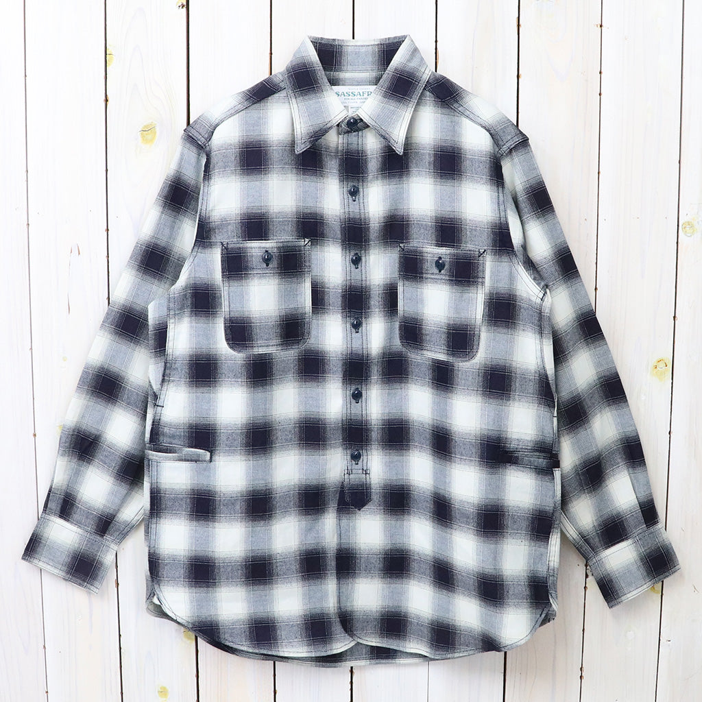 SASSAFRAS : GARDENING AT NIGHT SHIRT(INDIGO OMBRE CHECK) (INDIGO/IVORY)
