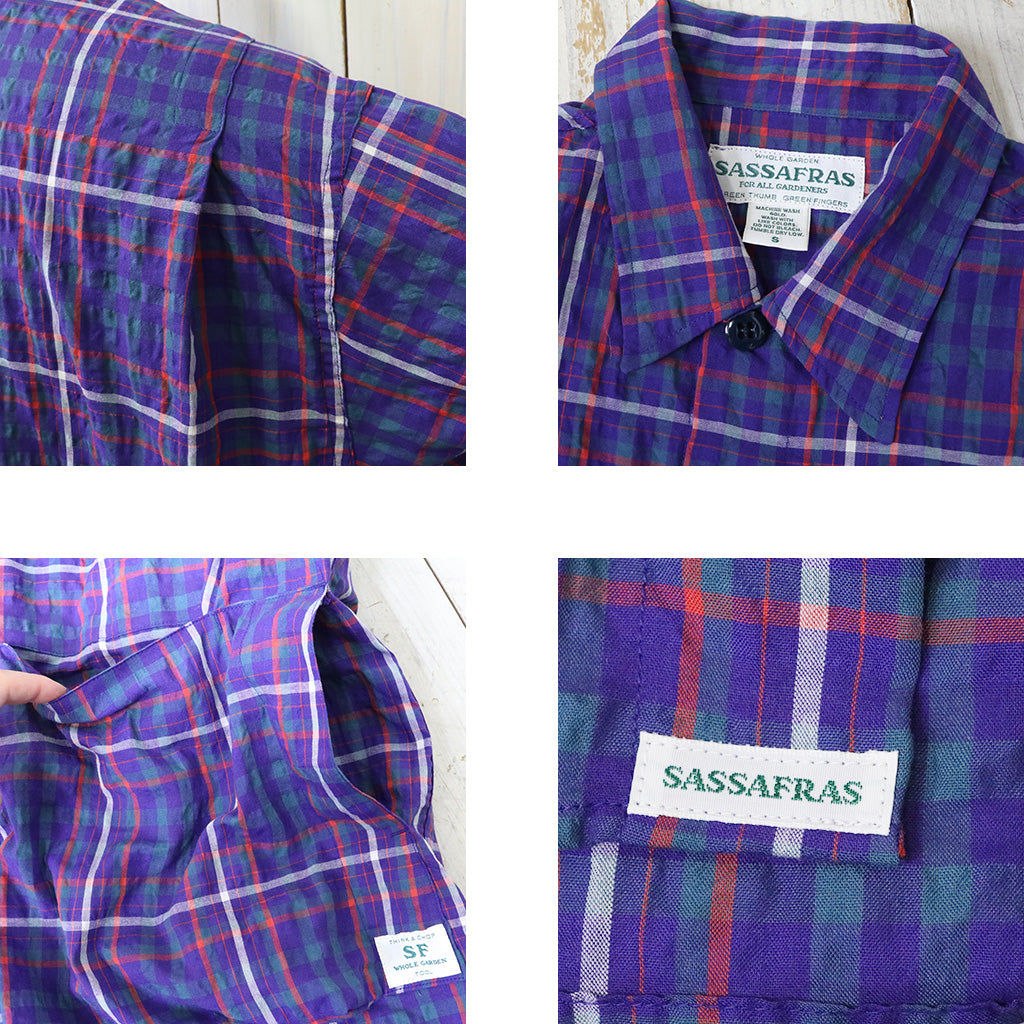 SASSAFRAS : DIGS CREW HALF 1/2(C/P RIPPLE CHECK) (BLUE)