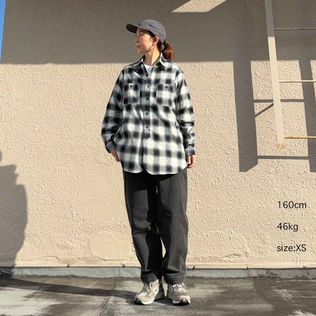 SASSAFRAS : GARDENING AT NIGHT SHIRT(INDIGO OMBRE CHECK) (INDIGO/IVORY)