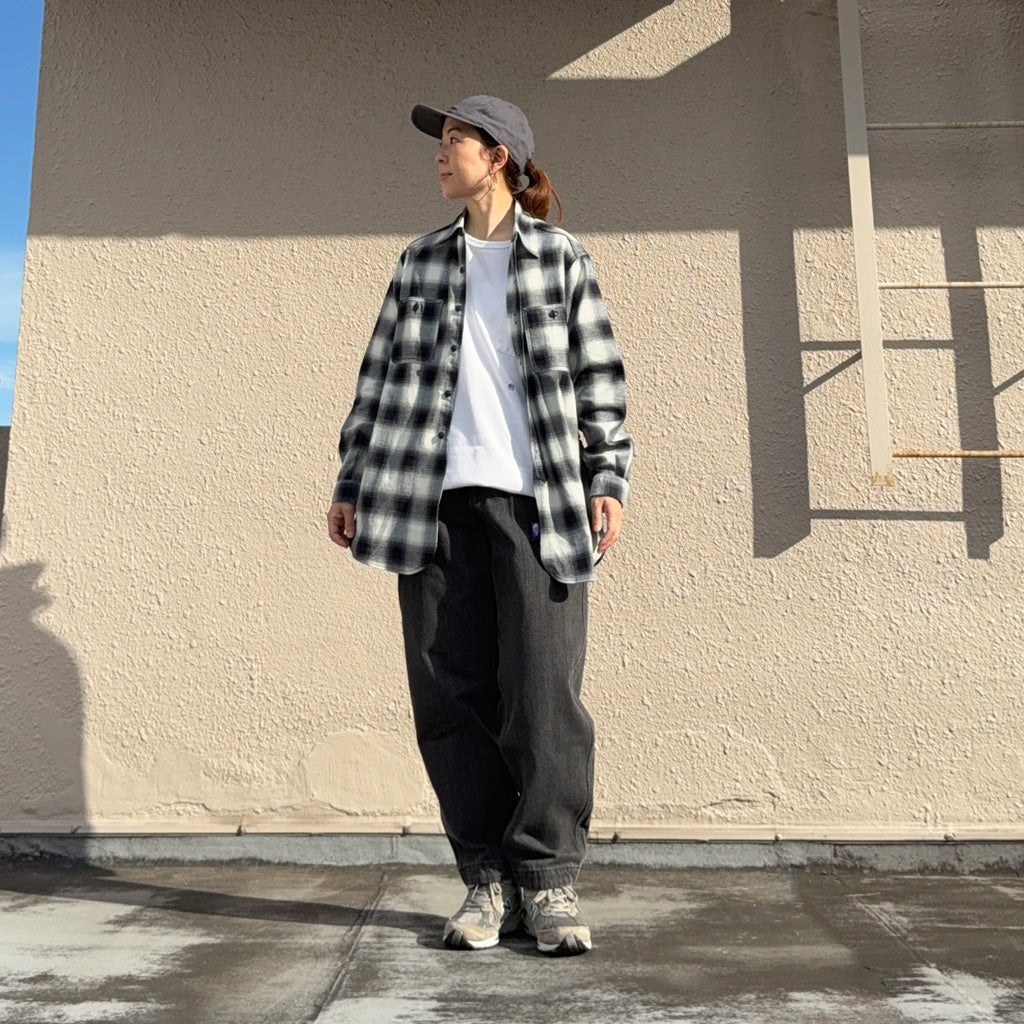 SASSAFRAS : GARDENING AT NIGHT SHIRT(INDIGO OMBRE CHECK) (INDIGO/IVORY)