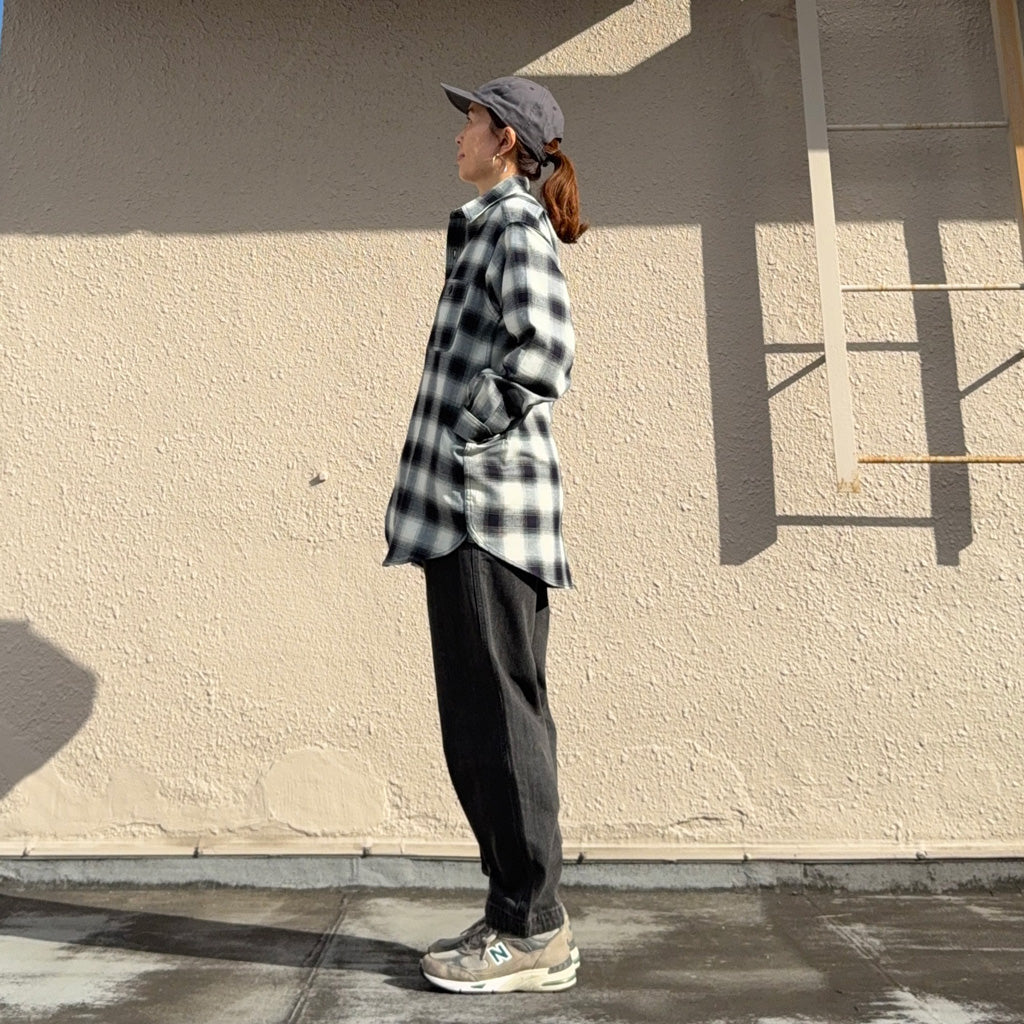 SASSAFRAS : GARDENING AT NIGHT SHIRT(INDIGO OMBRE CHECK) (INDIGO/IVORY)