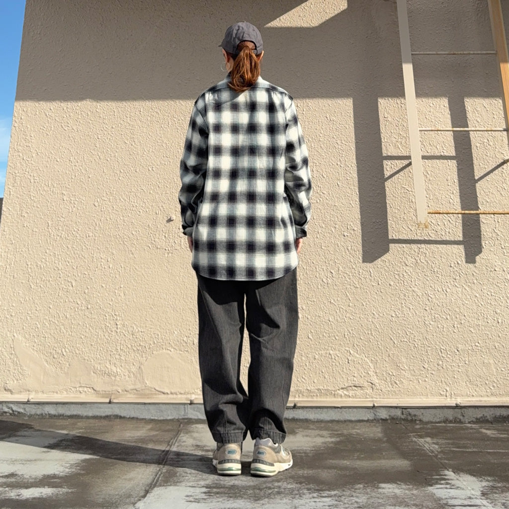 SASSAFRAS : GARDENING AT NIGHT SHIRT(INDIGO OMBRE CHECK) (INDIGO/IVORY)