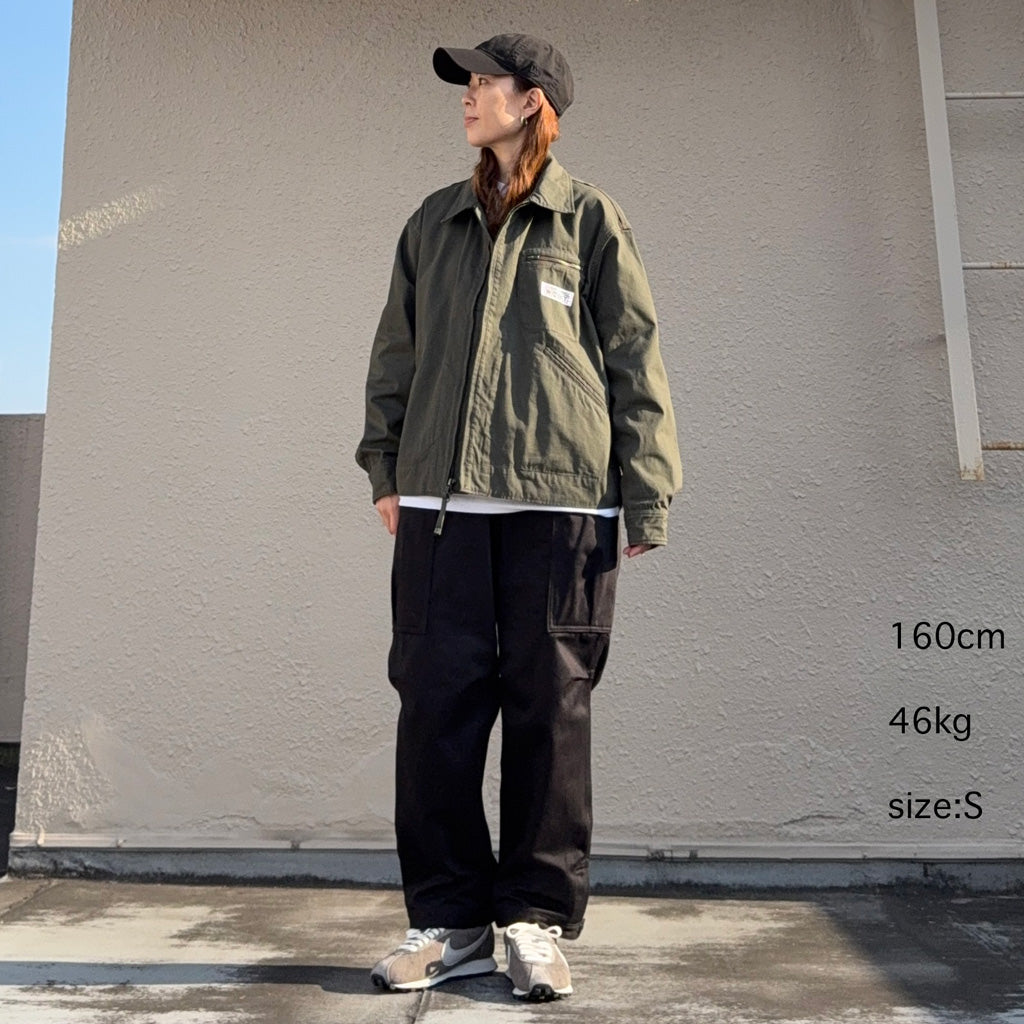 SASSAFRAS : OVERGROWN PANTS 4/5(MILITARY SATIN) (BLACK)