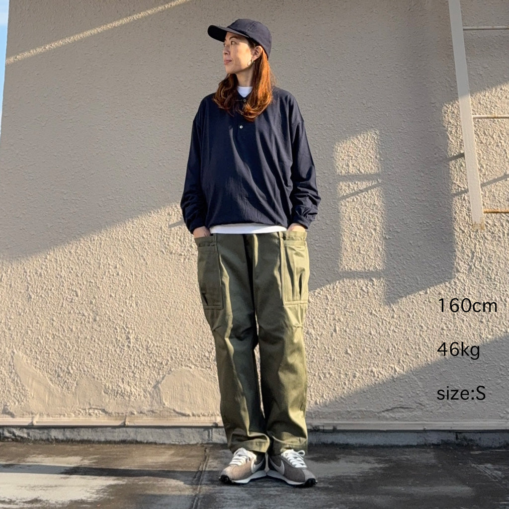 SASSAFRAS : OVERGROWN PANTS 4/5(MILITARY SATIN) (OLIVE)