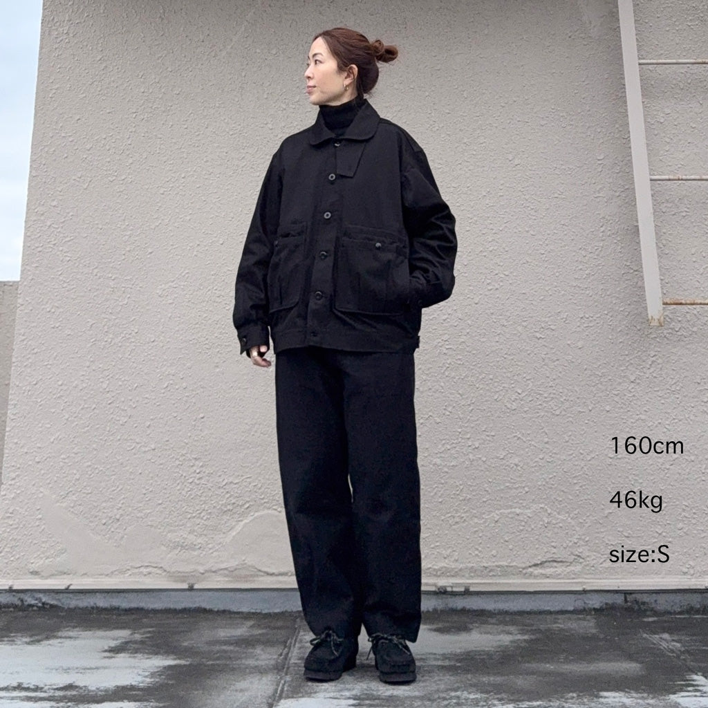 SASSAFRAS : OVERGROWN TRUG JACKET(HERRINGBONE TWILL) (BLACK)
