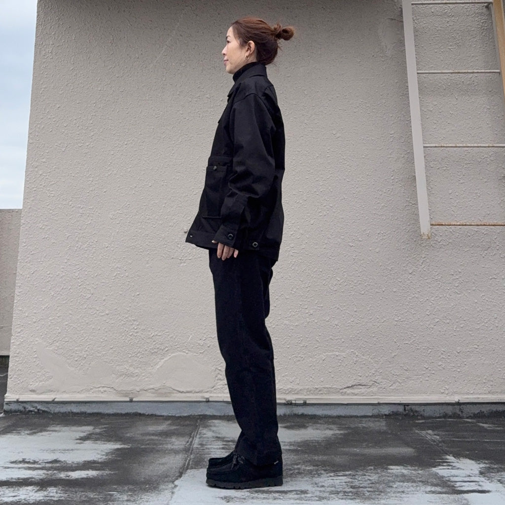 SASSAFRAS : OVERGROWN TRUG JACKET(HERRINGBONE TWILL) (BLACK)