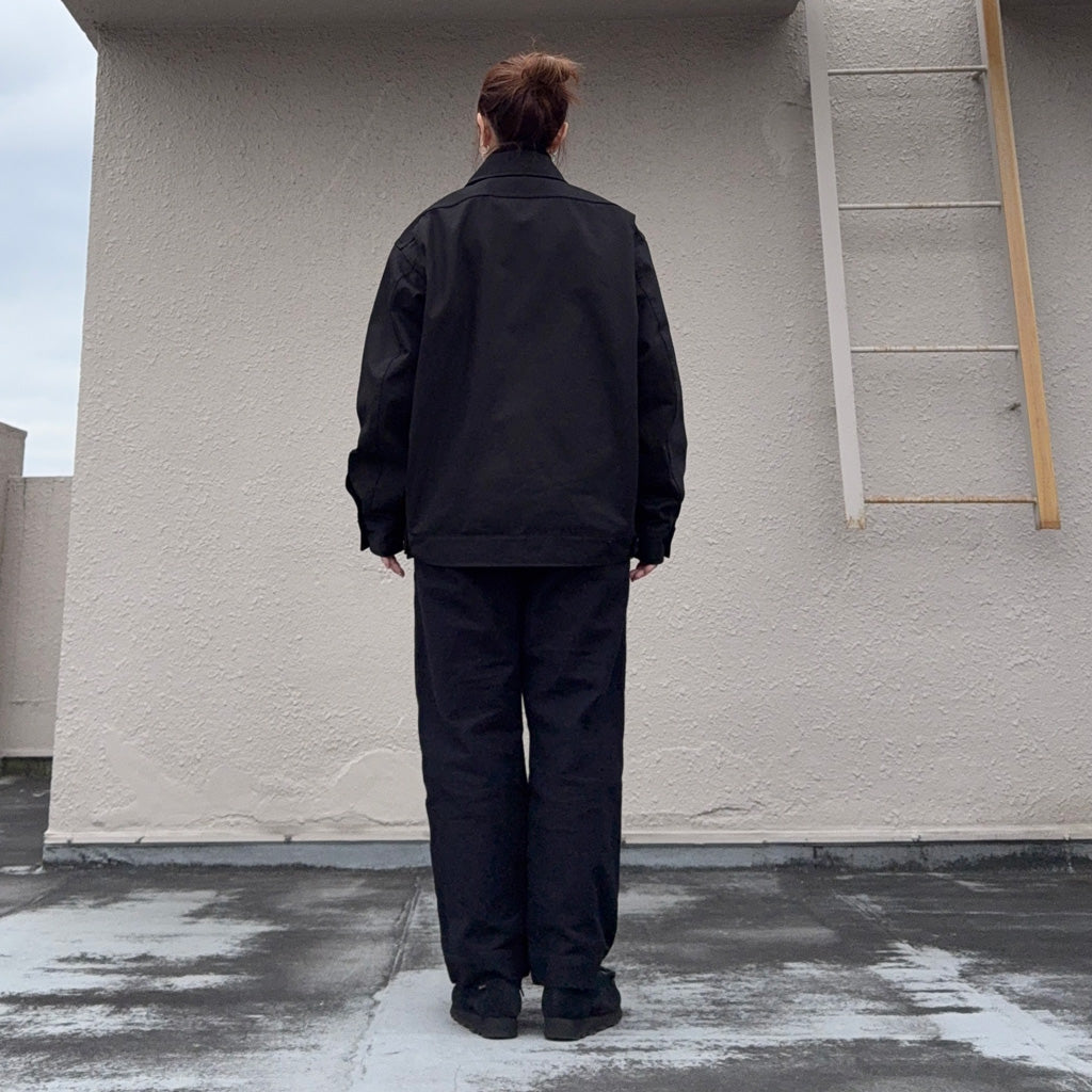 SASSAFRAS : OVERGROWN TRUG JACKET(HERRINGBONE TWILL) (BLACK)