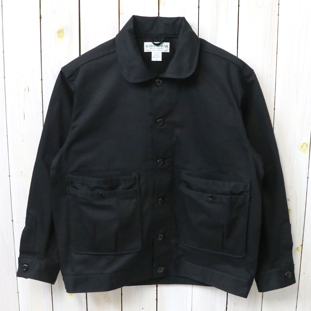 SASSAFRAS : OVERGROWN TRUG JACKET(HERRINGBONE TWILL) (BLACK)