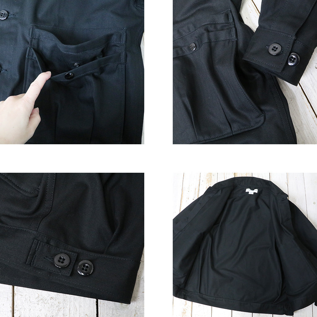 SASSAFRAS : OVERGROWN TRUG JACKET(HERRINGBONE TWILL) (BLACK)