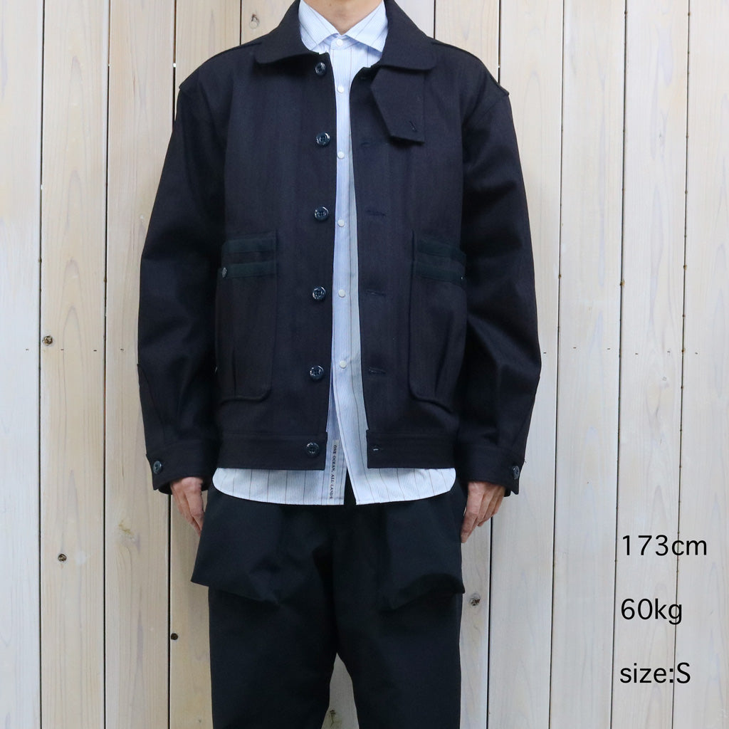 SASSAFRAS : OVERGROWN TRUG JACKET(HERRINGBONE DENIM) (INDIGO/BLACK)