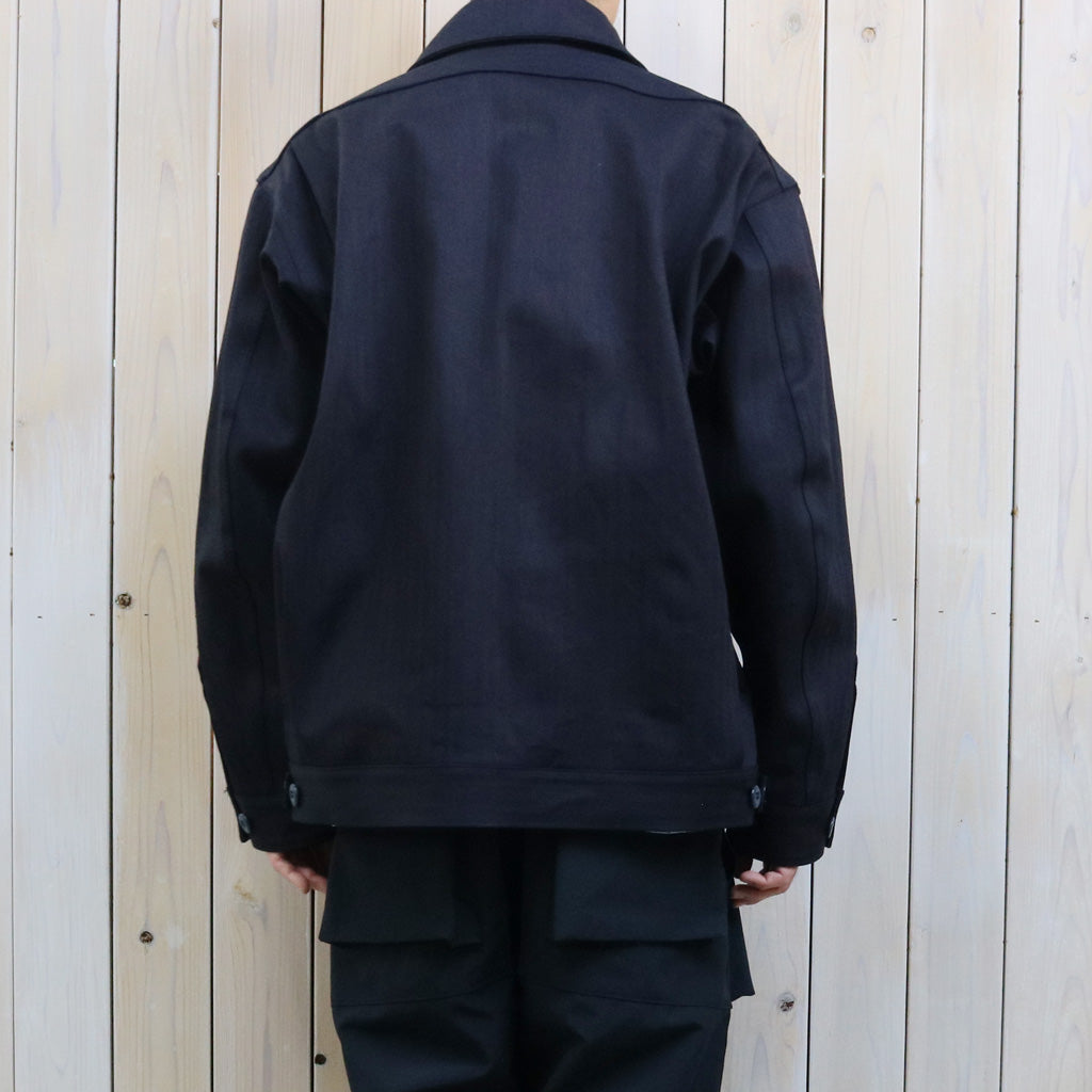 SASSAFRAS : OVERGROWN TRUG JACKET(HERRINGBONE DENIM) (INDIGO/BLACK)
