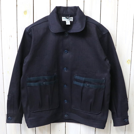 SASSAFRAS : OVERGROWN TRUG JACKET(HERRINGBONE DENIM) (INDIGO/BLACK)