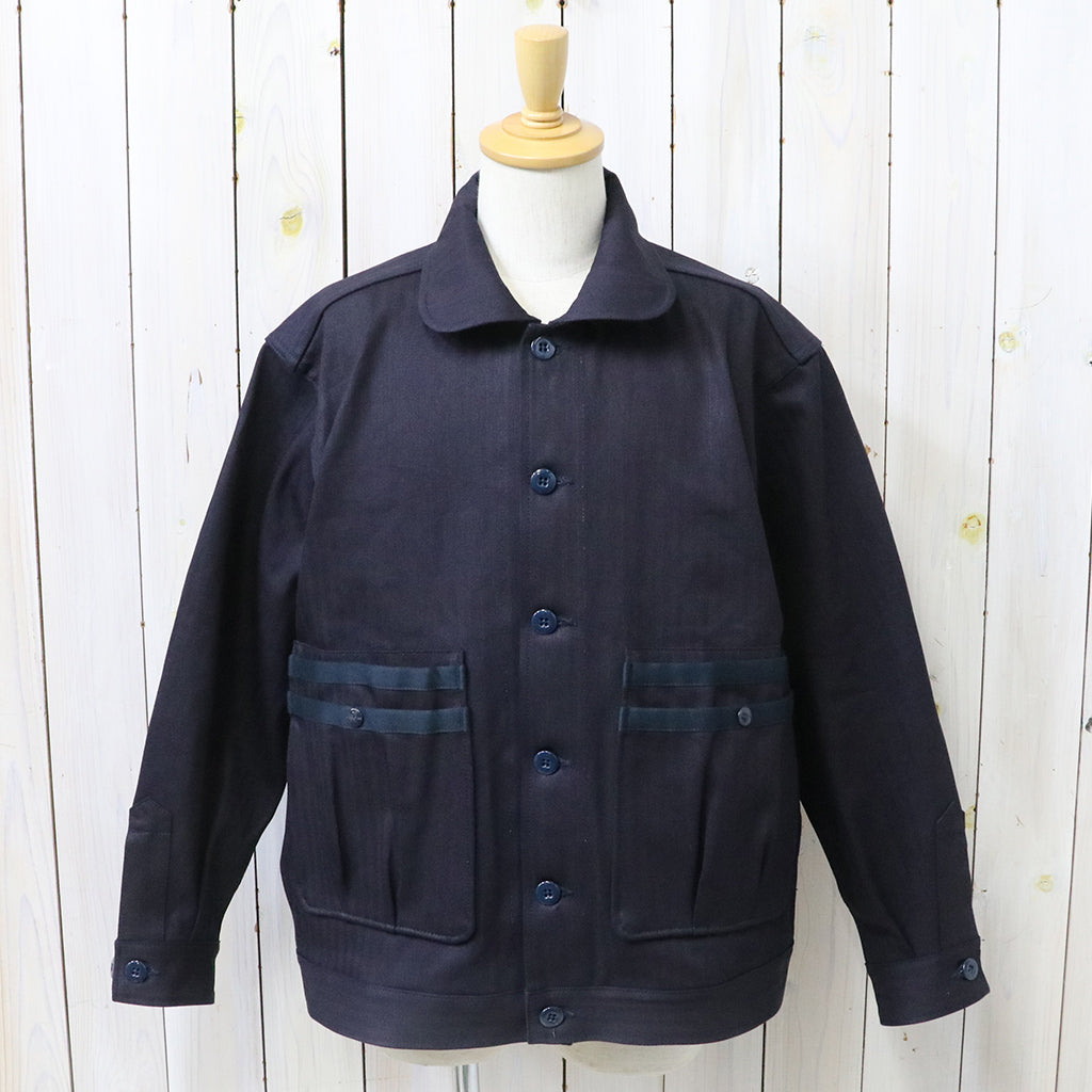 SASSAFRAS : OVERGROWN TRUG JACKET(HERRINGBONE DENIM) (INDIGO/BLACK)