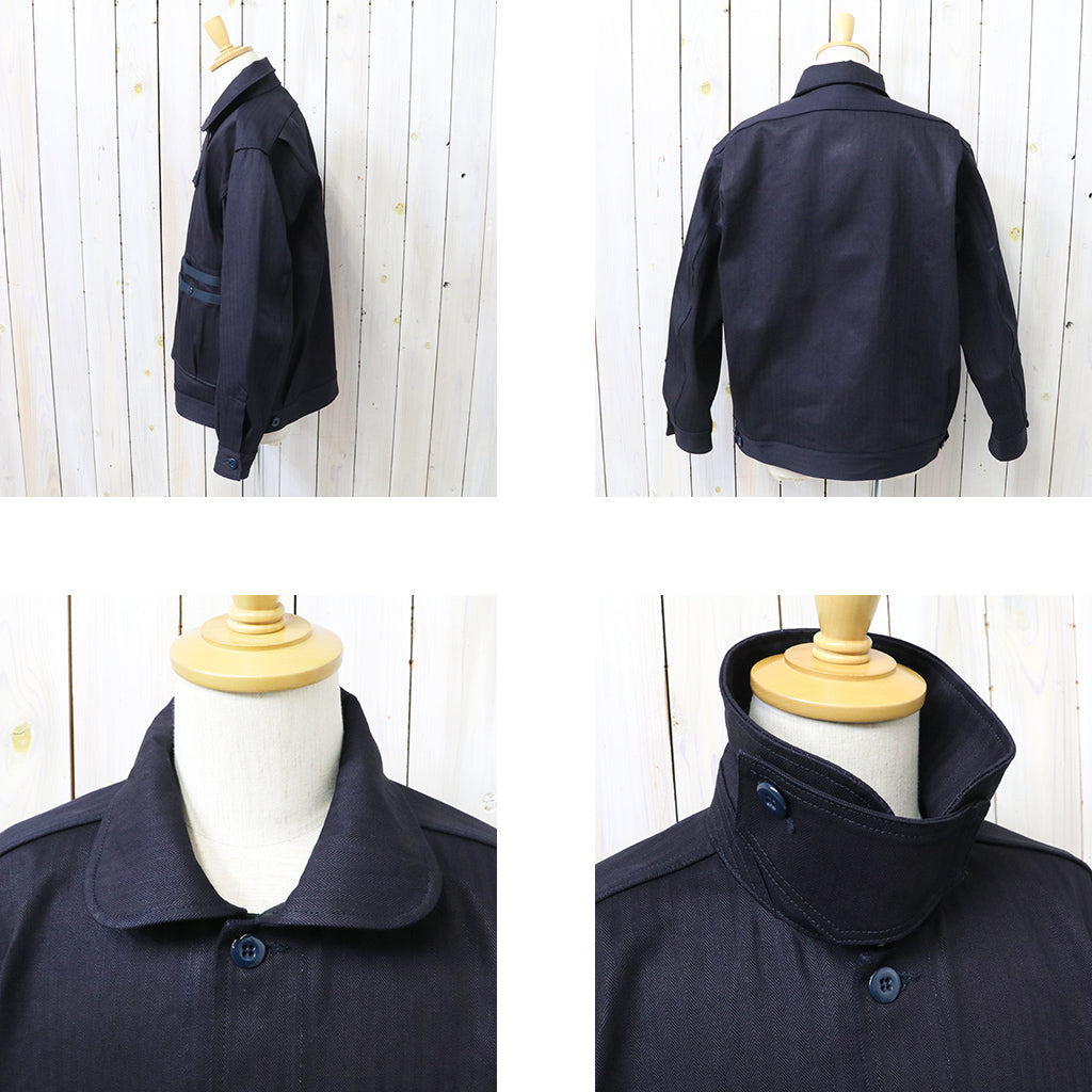 SASSAFRAS : OVERGROWN TRUG JACKET(HERRINGBONE DENIM) (INDIGO/BLACK)