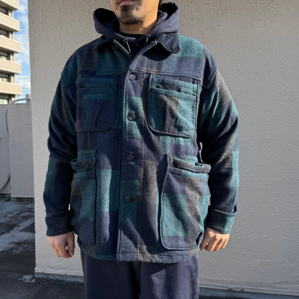 SASSAFRAS : OVERGROWN WARDEN JACKET(COTTON TWEED PATCH CHECK) (NAVY)