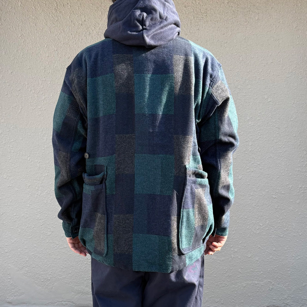 SASSAFRAS : OVERGROWN WARDEN JACKET(COTTON TWEED PATCH CHECK) (NAVY)