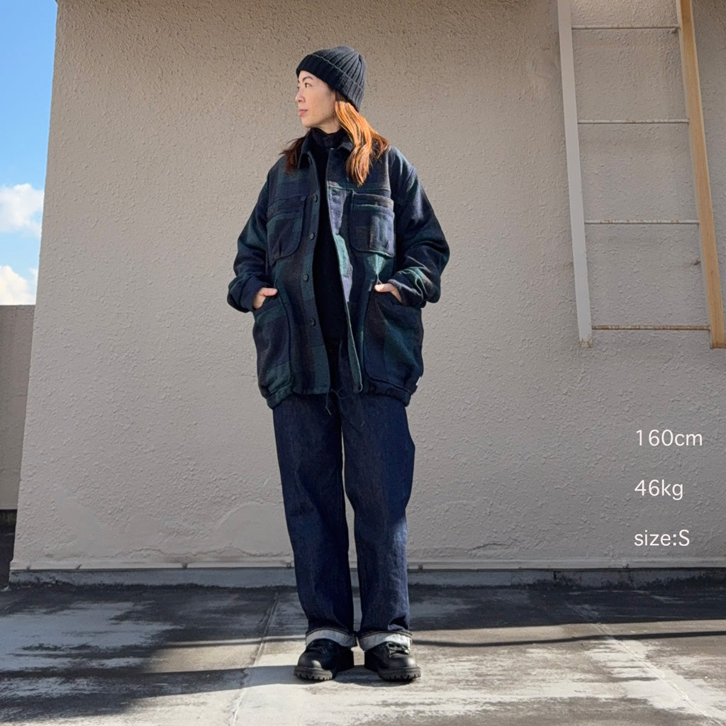 SASSAFRAS : OVERGROWN WARDEN JACKET(COTTON TWEED PATCH CHECK) (NAVY)