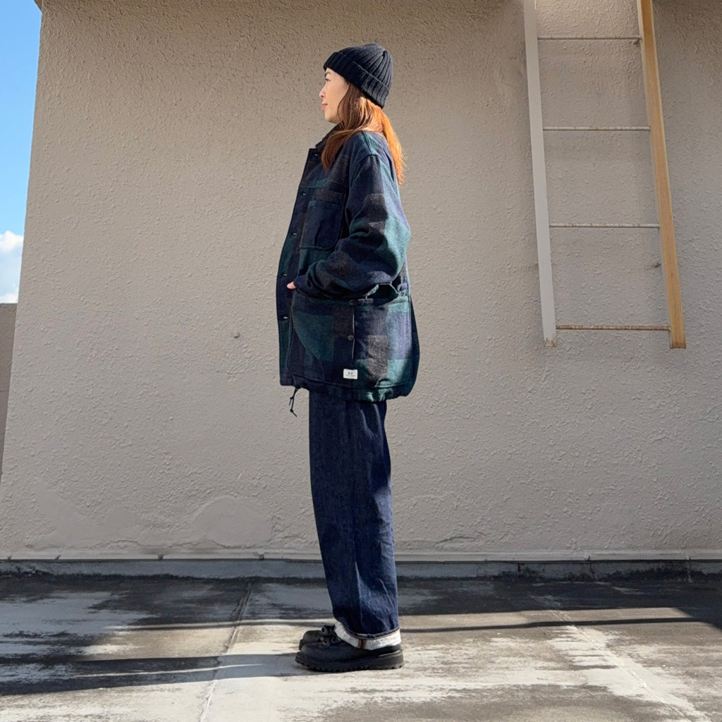 SASSAFRAS : OVERGROWN WARDEN JACKET(COTTON TWEED PATCH CHECK) (NAVY)