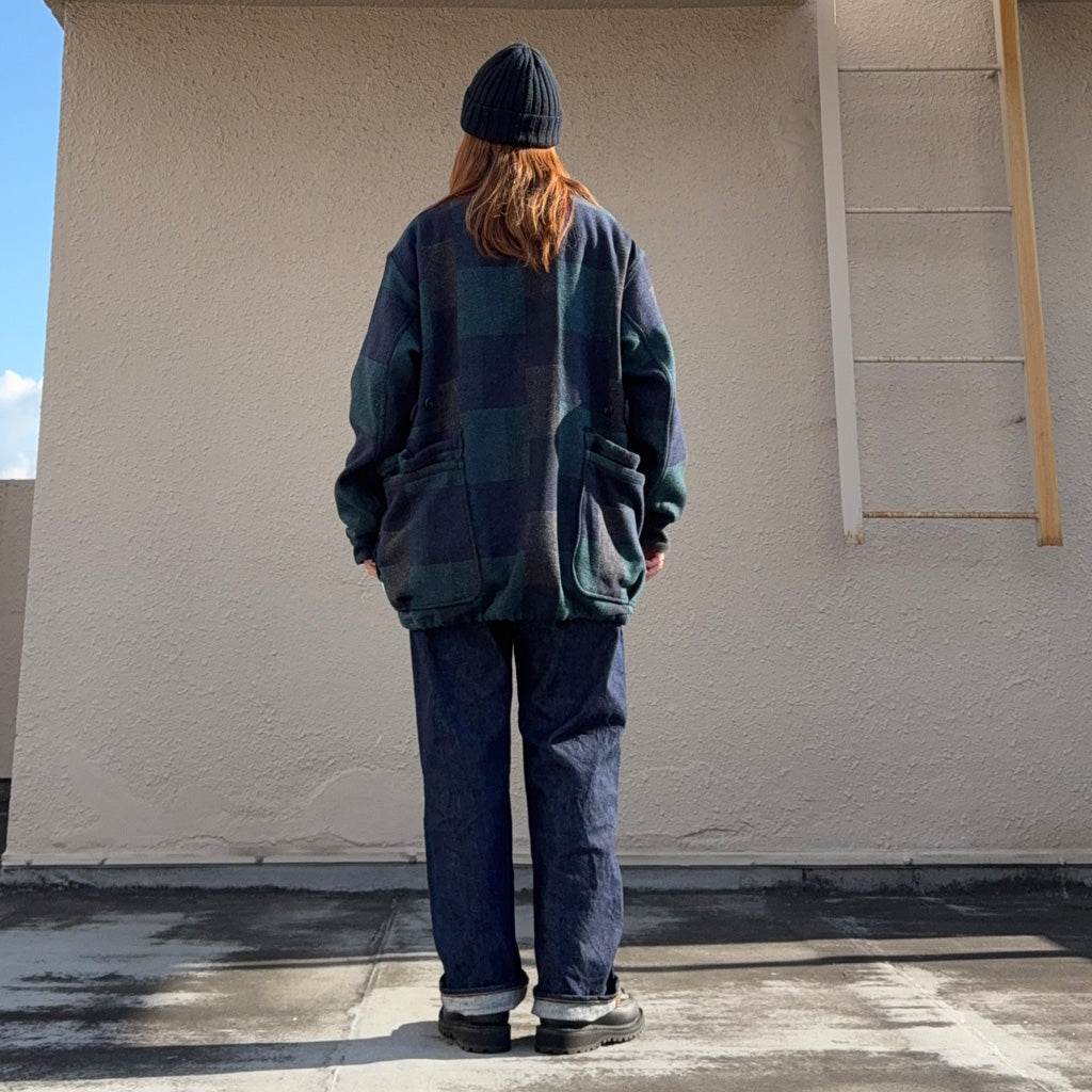 SASSAFRAS : OVERGROWN WARDEN JACKET(COTTON TWEED PATCH CHECK) (NAVY)