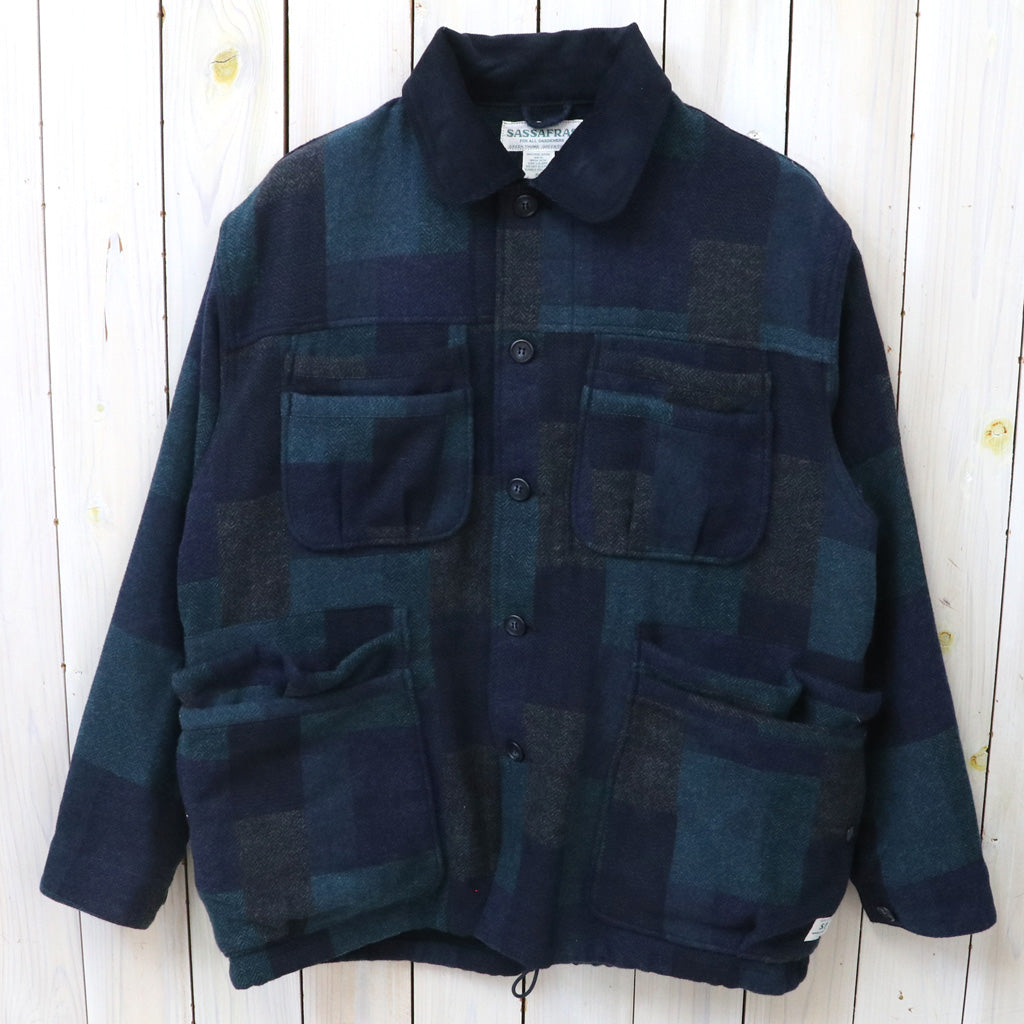 SASSAFRAS : OVERGROWN WARDEN JACKET(COTTON TWEED PATCH CHECK) (NAVY)