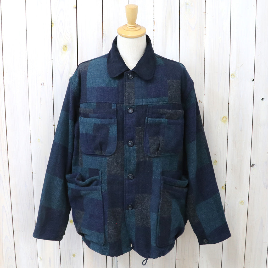 SASSAFRAS : OVERGROWN WARDEN JACKET(COTTON TWEED PATCH CHECK) (NAVY)