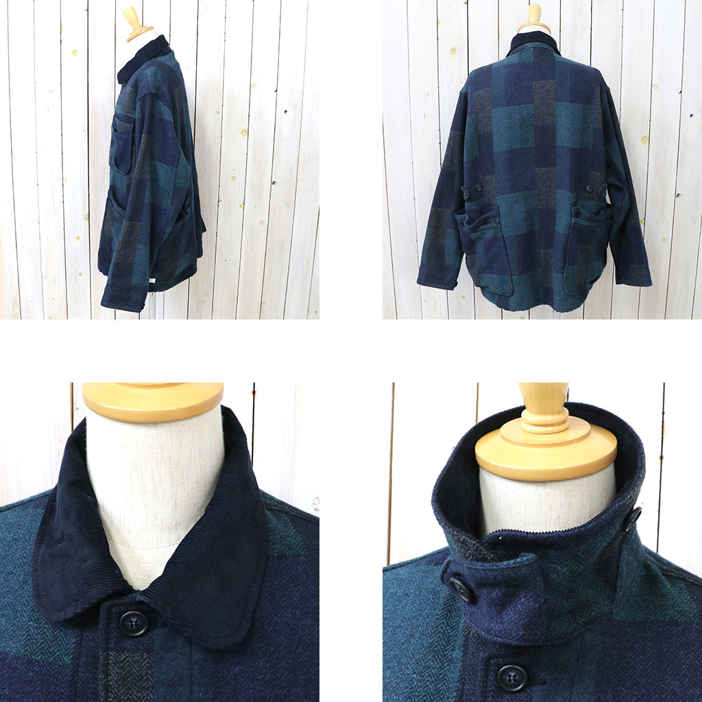 SASSAFRAS : OVERGROWN WARDEN JACKET(COTTON TWEED PATCH CHECK) (NAVY)