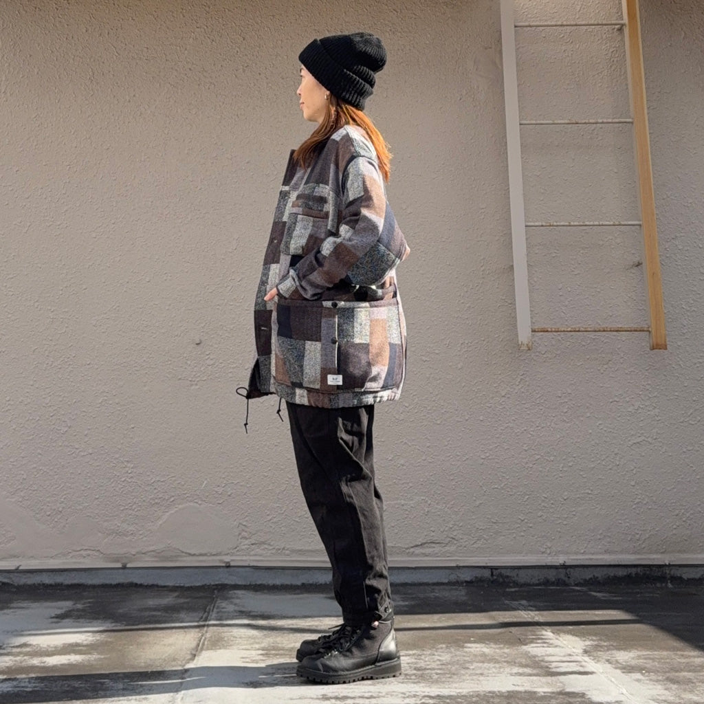SASSAFRAS : OVERGROWN WARDEN JACKET(COTTON TWEED PATCH CHECK) (GRAY)