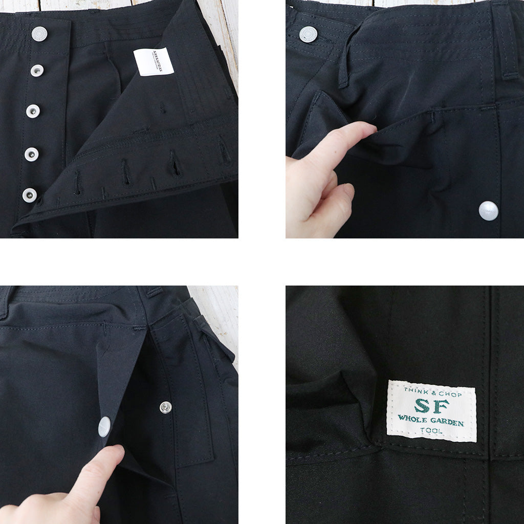 SASSAFRAS : DIGS CREW PANTS 4/5(P/C WEATHER) (BLACK)