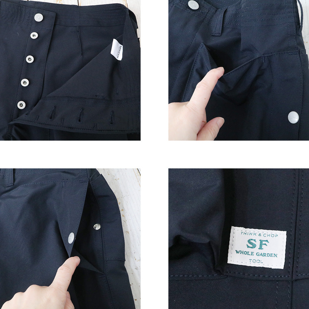 SASSAFRAS : DIGS CREW PANTS 4/5(P/C WEATHER) (NAVY)