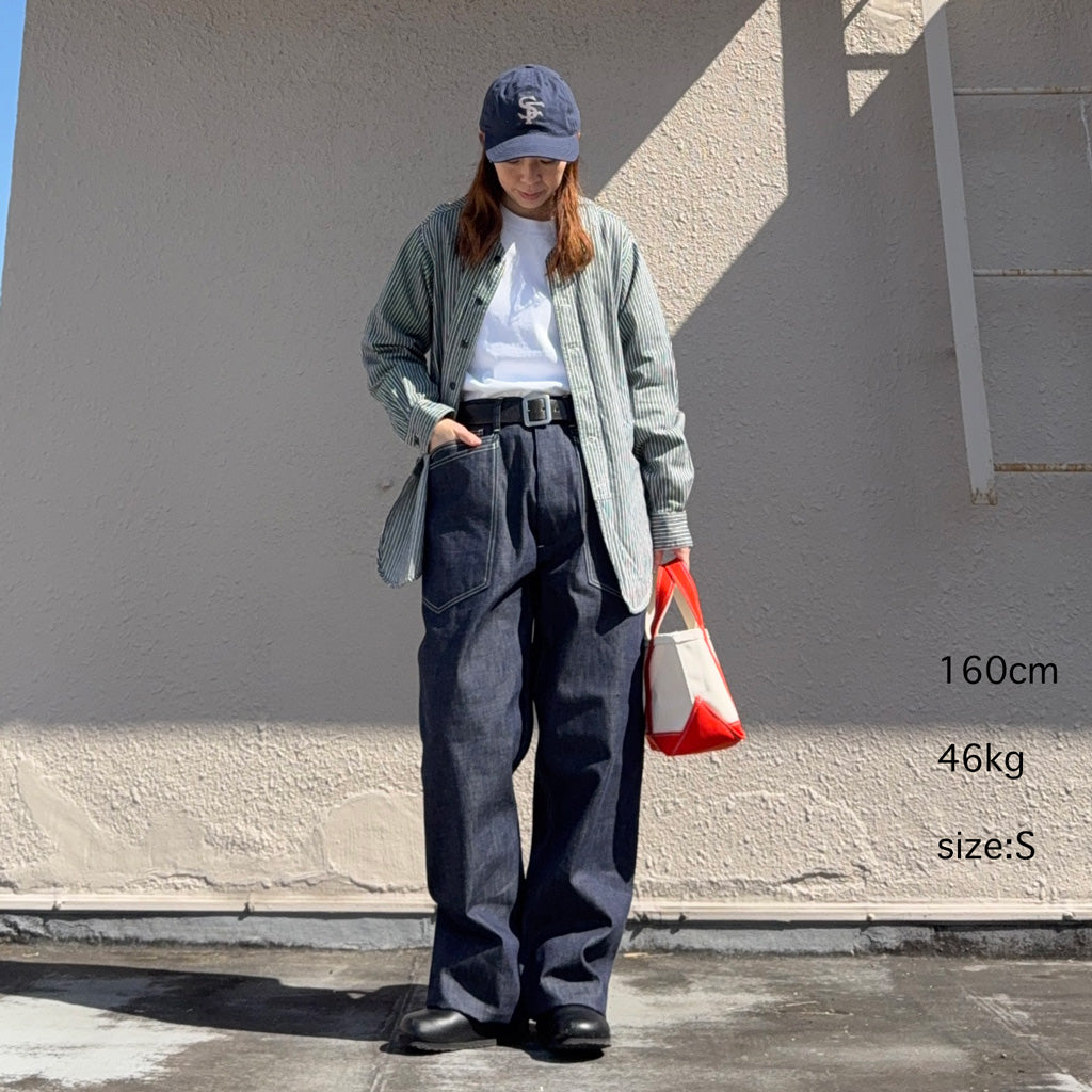 SASSAFRAS : D SCOOP PANTS-10oz MILITARY DENIM