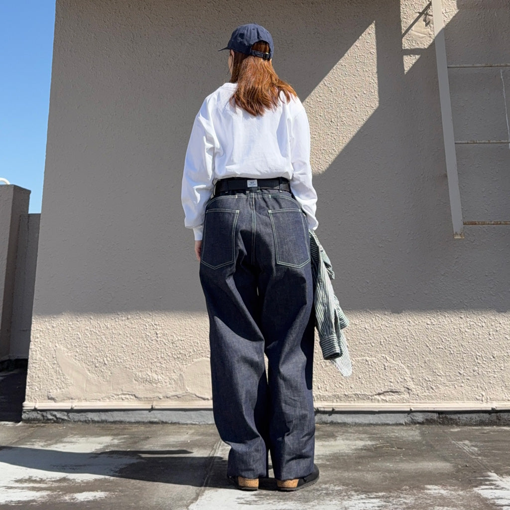 SASSAFRAS : D SCOOP PANTS-10oz MILITARY DENIM
