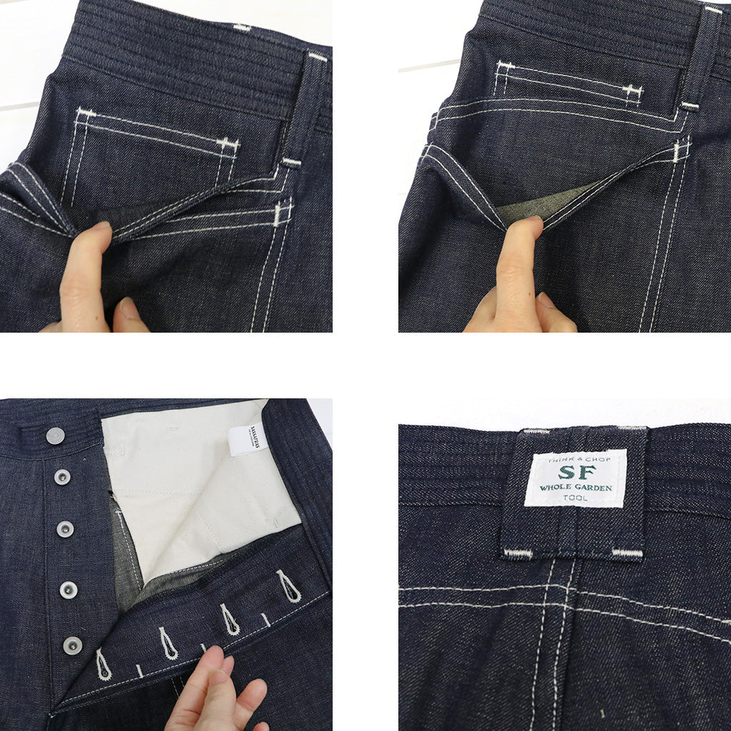 SASSAFRAS : D SCOOP PANTS-10oz MILITARY DENIM