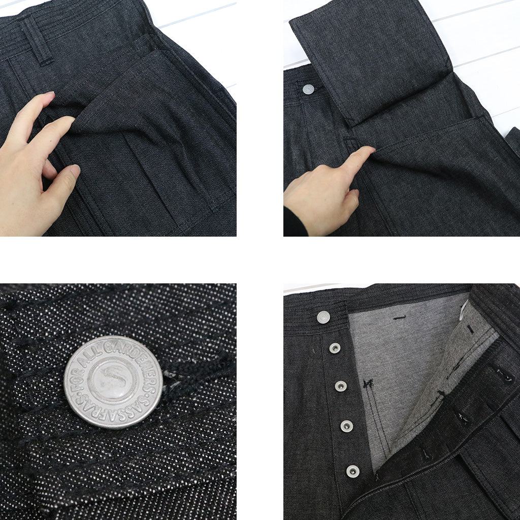 SASSAFRAS : LANDSCAPER GROWN PANTS-8oz DENIM (BLACK)