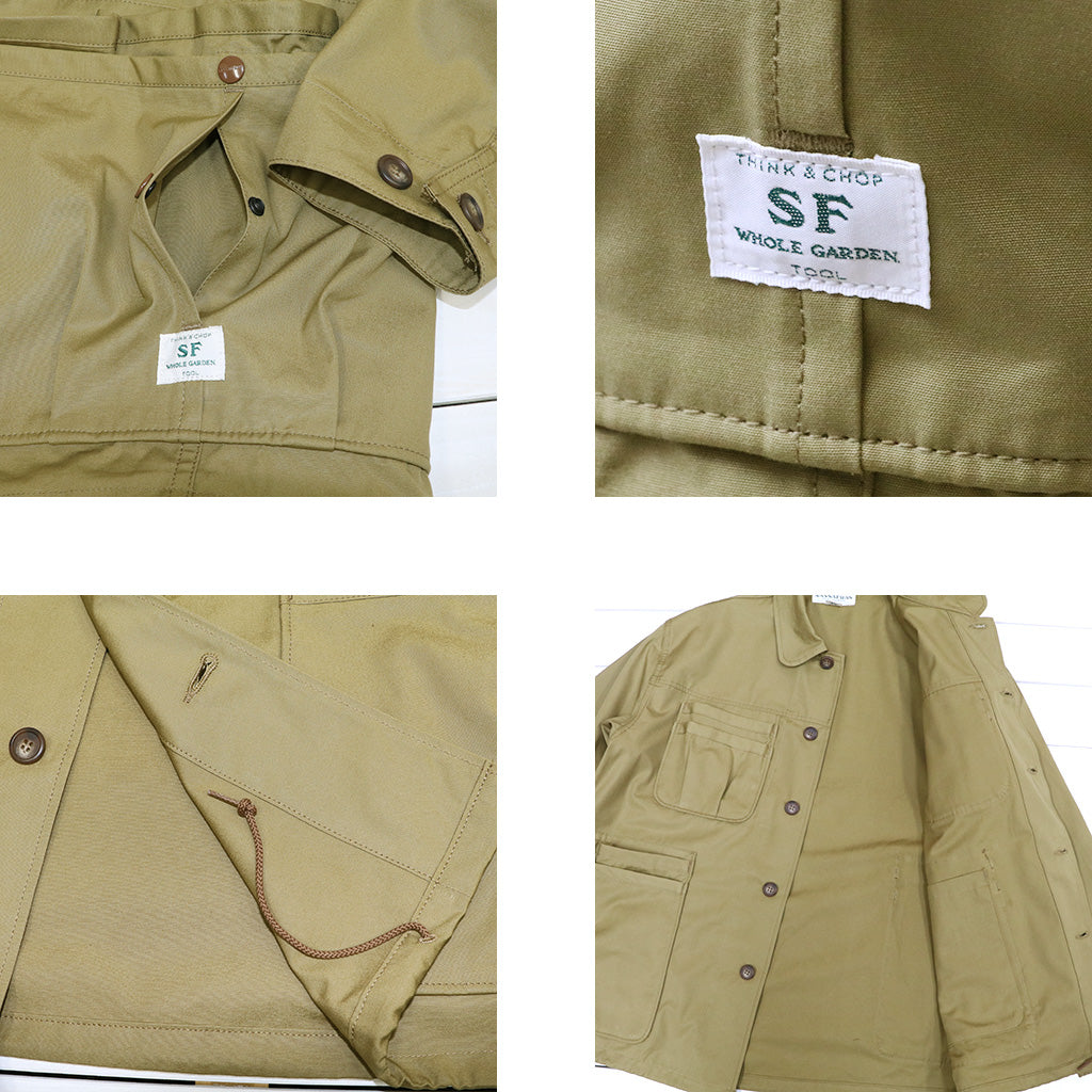 SASSAFRAS : OVERGROWN WARDEN JACKET-POPLIN (KHAKI)