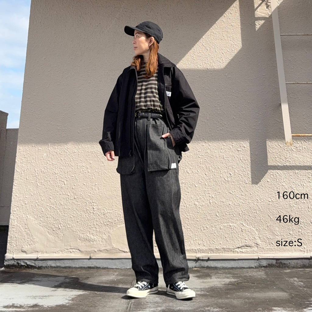 SASSAFRAS : DIGS CREW PANTS 4/5-8oz DENIM (BLACK)