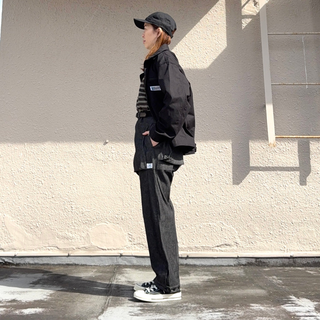 SASSAFRAS : DIGS CREW PANTS 4/5-8oz DENIM (BLACK)