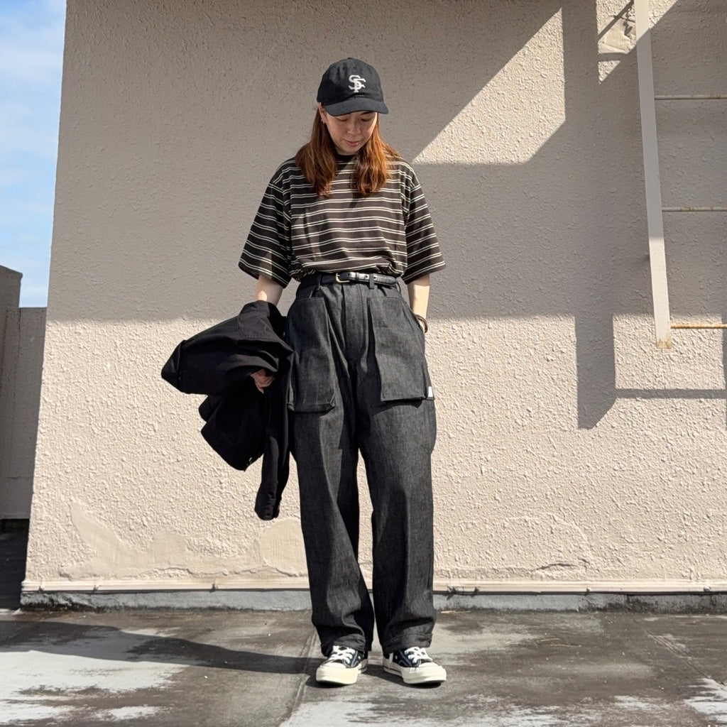 SASSAFRAS : DIGS CREW PANTS 4/5-8oz DENIM (BLACK)