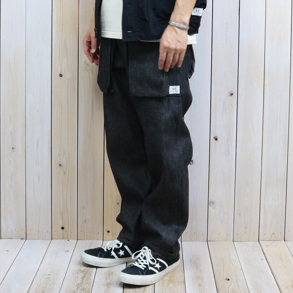 SASSAFRAS : DIGS CREW PANTS 4/5-8oz DENIM (BLACK)