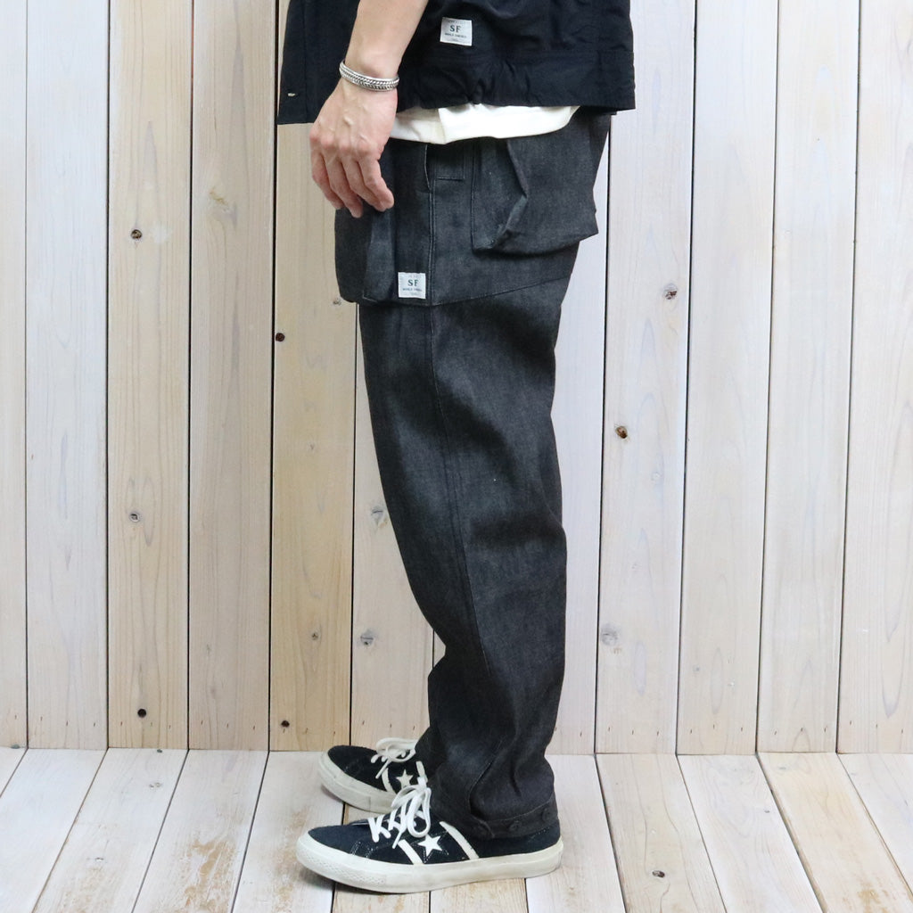 SASSAFRAS : DIGS CREW PANTS 4/5-8oz DENIM (BLACK)