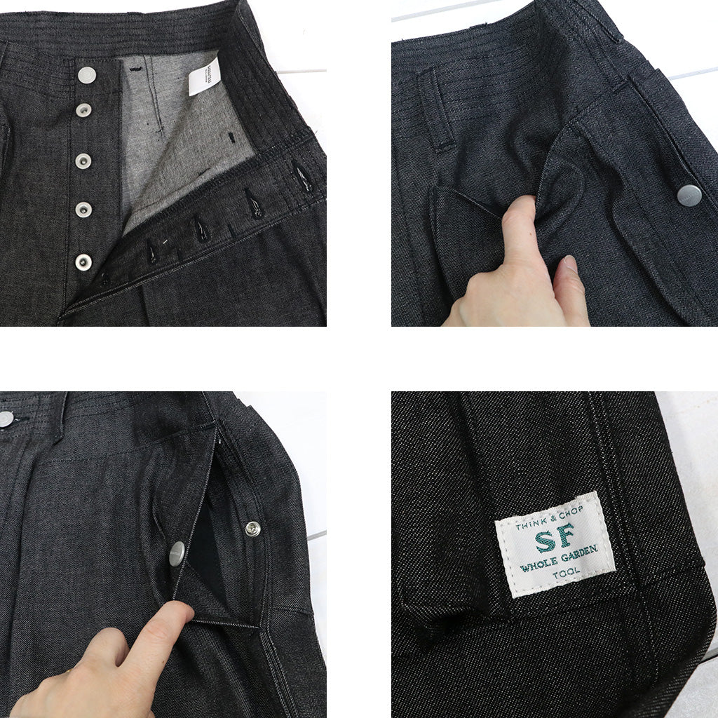SASSAFRAS : DIGS CREW PANTS 4/5-8oz DENIM (BLACK)