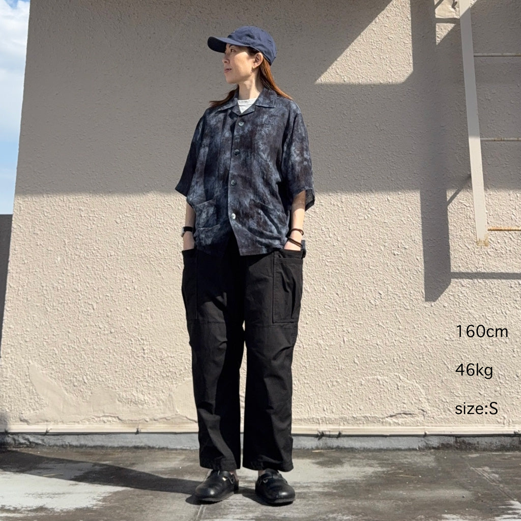 SASSAFRAS : OVERGROWN PANTS 4/5-ARMY RIPSTOP (BLACK)