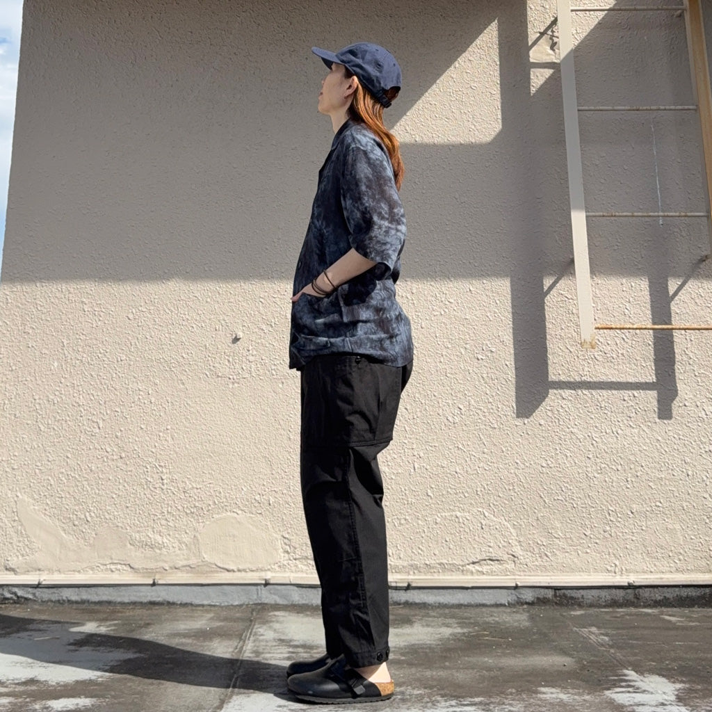 SASSAFRAS : OVERGROWN PANTS 4/5-ARMY RIPSTOP (BLACK)